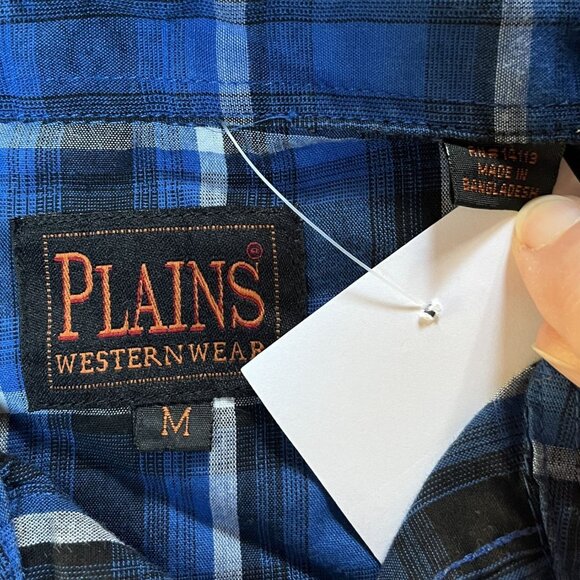 Re/Done Altered Plaid Western Pearl Snap Shirt Womens High Low Hem Size M Blue - Picture 6 of 6